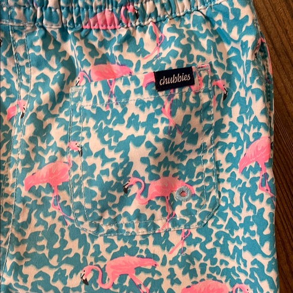 Chubbies Teal and Pink Flamingo Swim Shorts kids size 5 - Picture 3 of 8